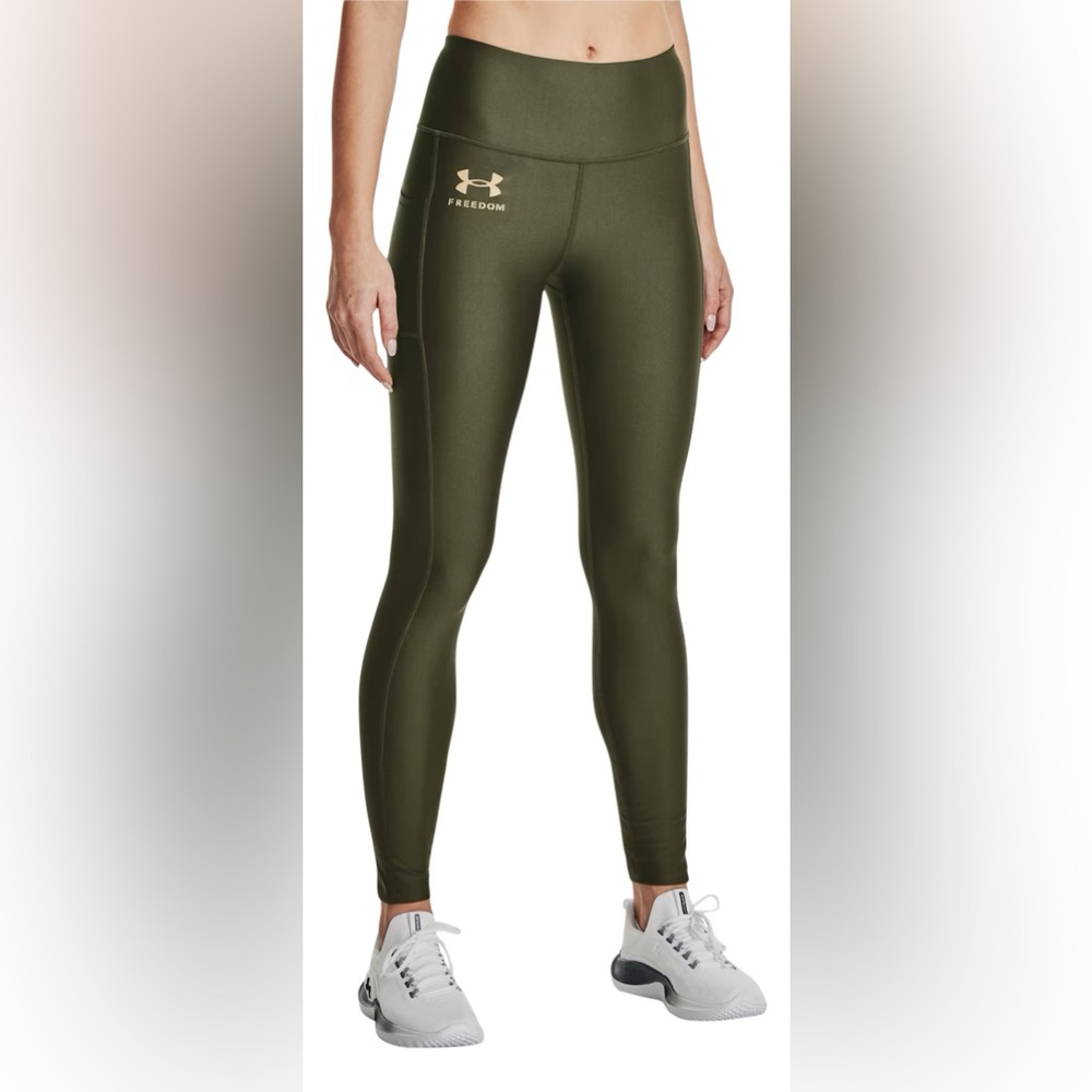 NWOT Under Armour Freedom Hi-Rise Leggings - Marine OD Green/Desert Sand XS